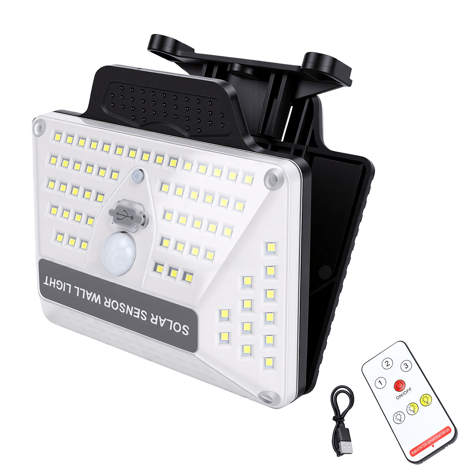 Lampe Solaire Avec Détecteur De Mouvement, Télécommande Avec Clip Pour Une Utilisation Extérieure, 3 Modes D'Éclairage Pour Jardin, Allée, Clôture Et Terrasse.