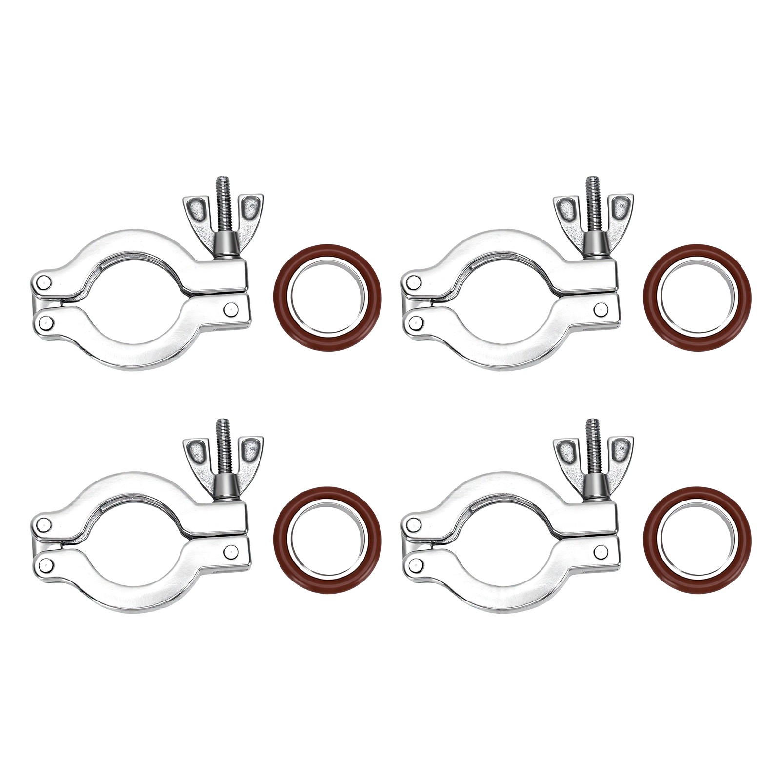 4 Jeux De Colliers De Serrage À Vide Kf25 En Acier Inoxydable 304 Et Joints Toriques Avec Écrou Papillon À Dégagement Rapide Pour Système