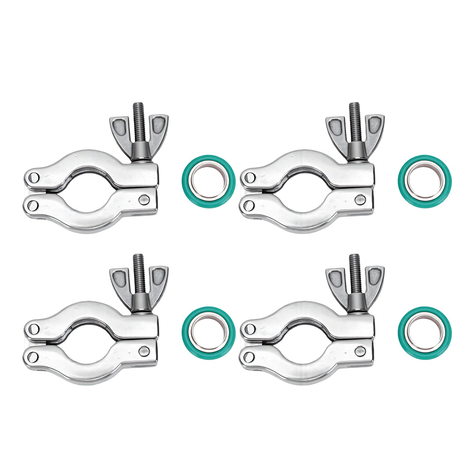 4 Pinces À Vide Kf16 Avec Bague De Centrage Et Charnière À Écrou Papillon En Acier Inoxydable Fkm O 304