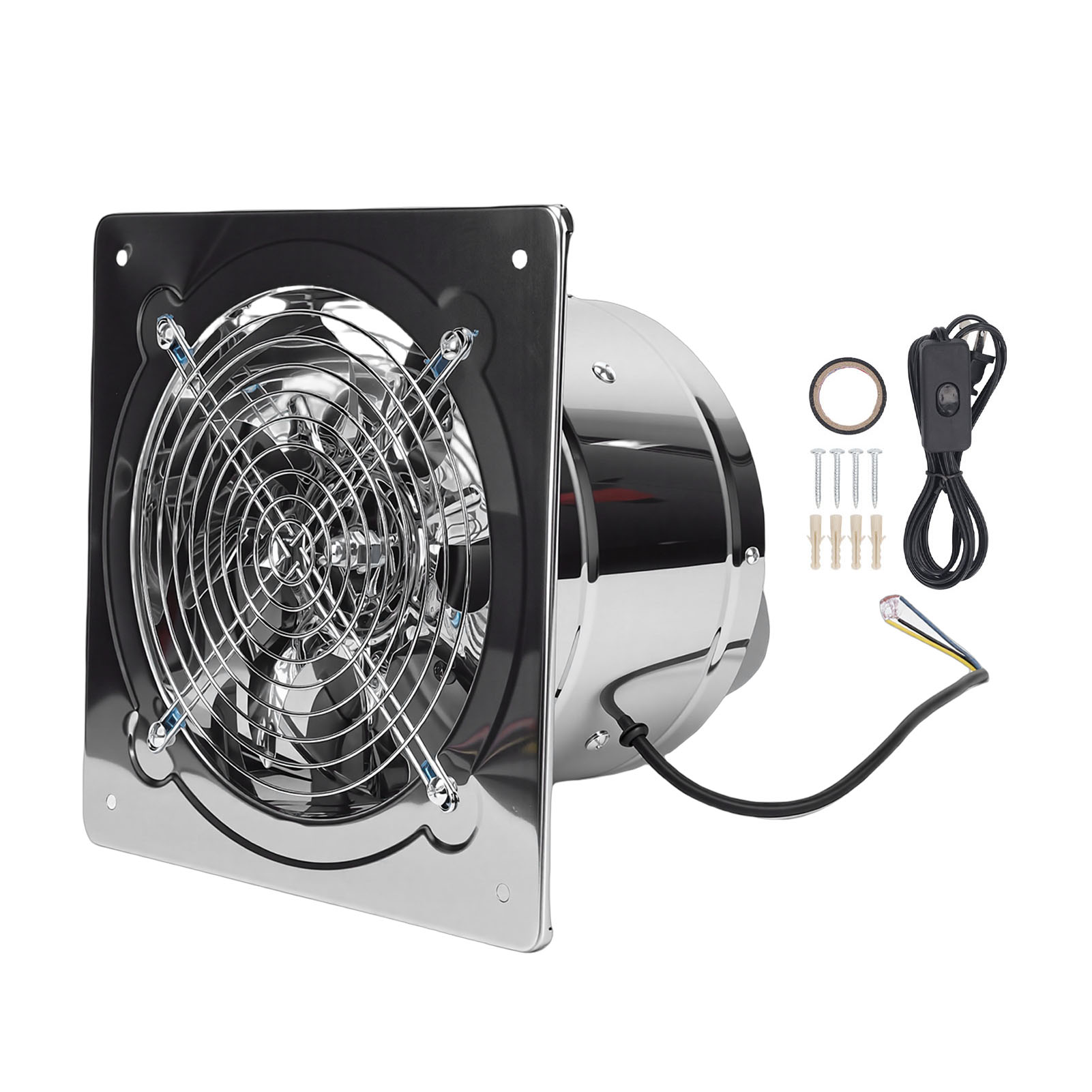 Hotte Aspirante Murale De 20 Cm (8 Pouces), Débit De 850 M³/h, En Acier Inoxydable, Avec Clapet Anti-retour Pour Salle De Bain, Atelier Ou Garage. Prise Américaine.
