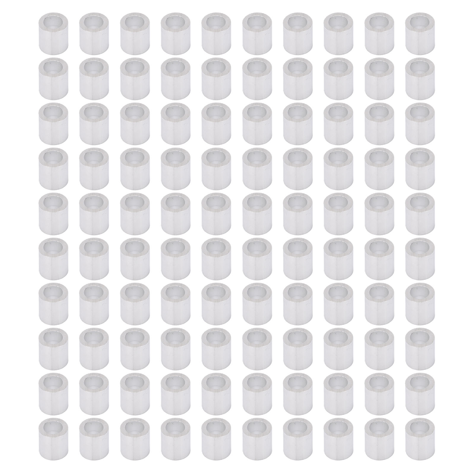100 Unités De Manchons À Sertir En Aluminium De 3/16 Pouce, À Un Seul Trou, Ronds, Pour Fil D'Acier Et Ligne De Pêche, Argentés.
