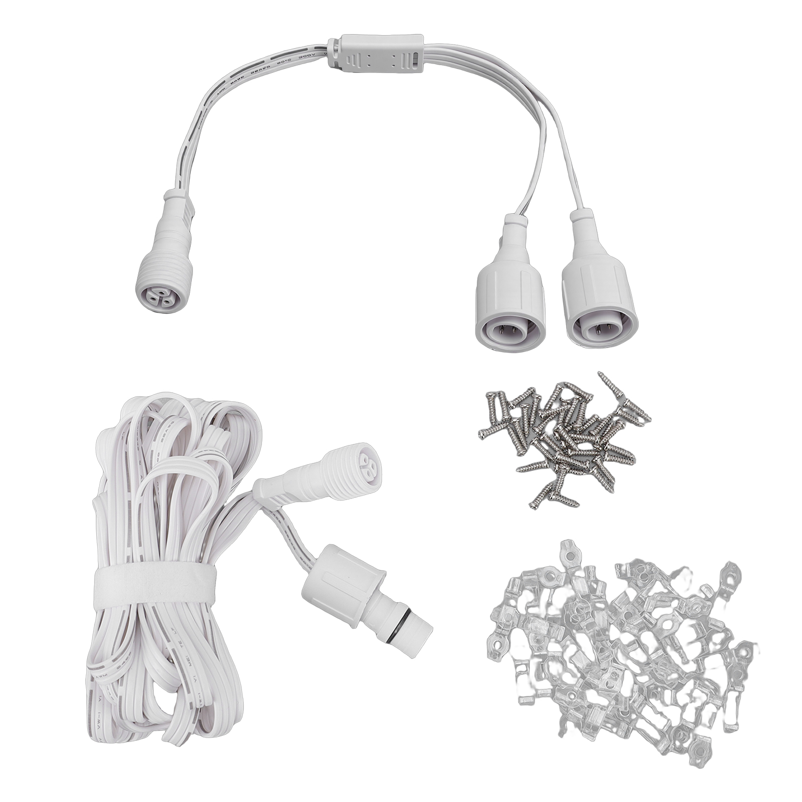 Câble D'Extension De 4,8 M Avec Répartiteur En Y De 30 Cm, Compatible Avec Les Luminaires Extérieurs Permanents E-fy E22, Ip68, Câble 1 Femelle Vers 2 Mâles.