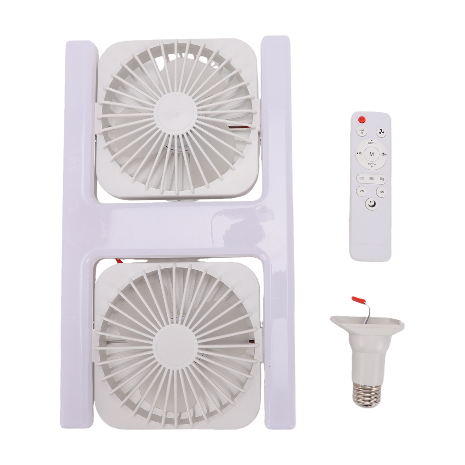 Ventilateur De Plafond Avec Douille À Double Rangée, Lampe Silencieuse De Type H Avec Télécommande Et Culot E27 Pour Salon, Chambre Et Bureau.