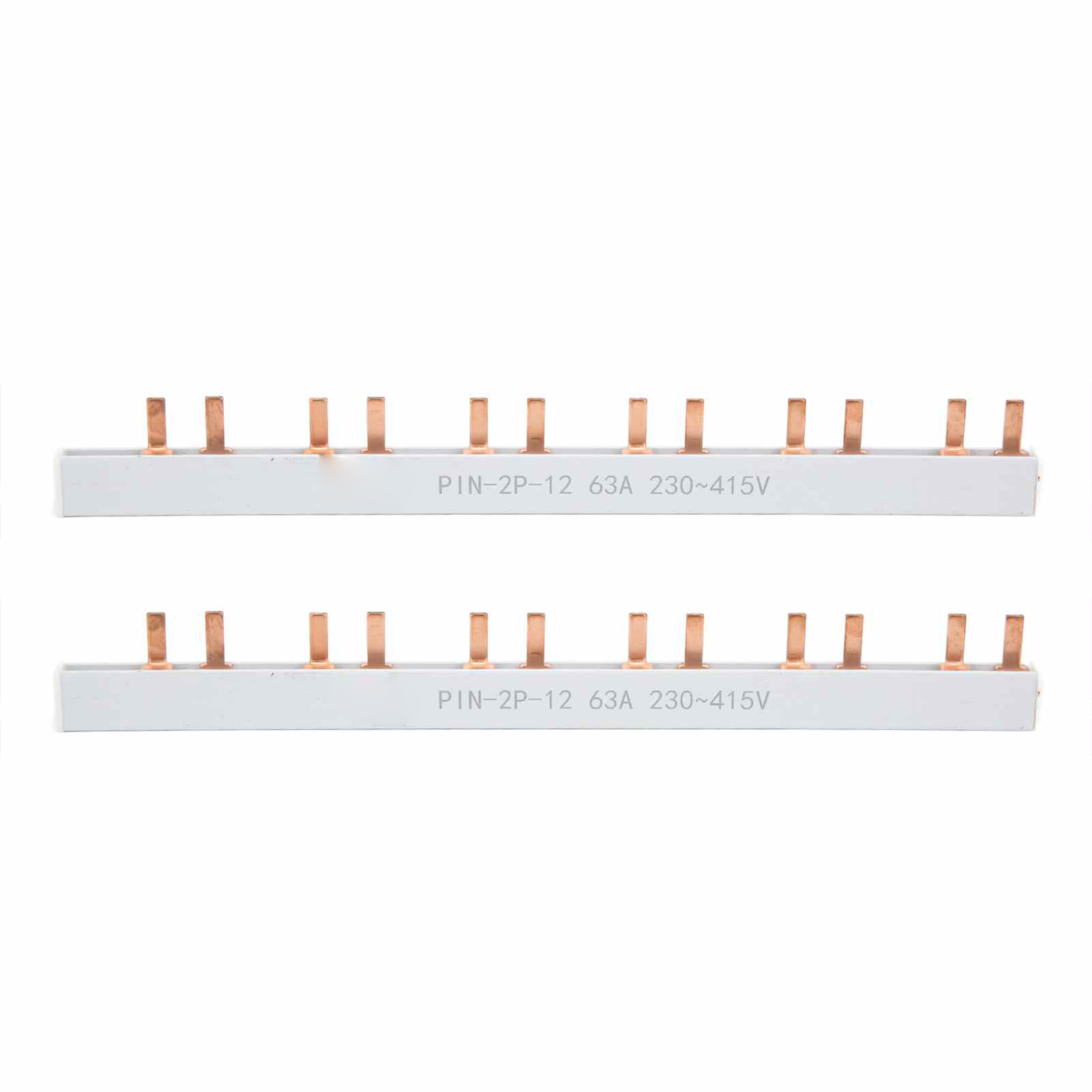 2 Barres Omnibus En Cuivre, Type Broche 63a 2p, 12 Voies, En Pvc Haute Conductivité Pour Boîte De Distribution De Disjoncteur.