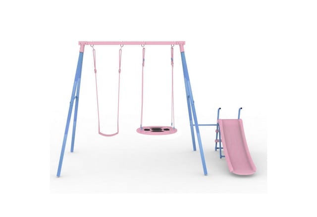 Rolipo Schaukelgestell mit Kinderschaukel & Rutsche & Nestschaukel, 330x136x180 cm, bis 50kg Geschenke für Kinder 3–12 Jahre