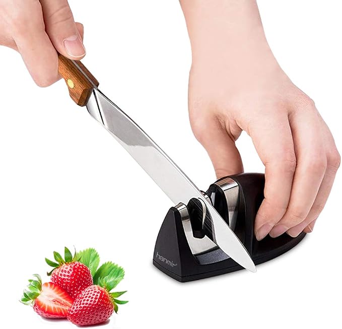 Hanmir Professional 2-in-1 Handmesserschärfer Für Edelstahl- Und Keramikmesser Aller Größen, Rutschfester Boden, Schwarz