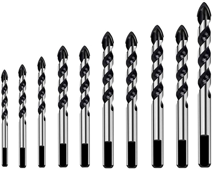 Steinbohrer, Fliesen- Und Glasbohrer, Dreieckbohrer Für Verschiedene Materialien Wie Porzellan, Metall, Fliesen, Glas, Marmor, Spiegel Und Holz (3, 4, 5, 6, 8, 10, 12 Mm)