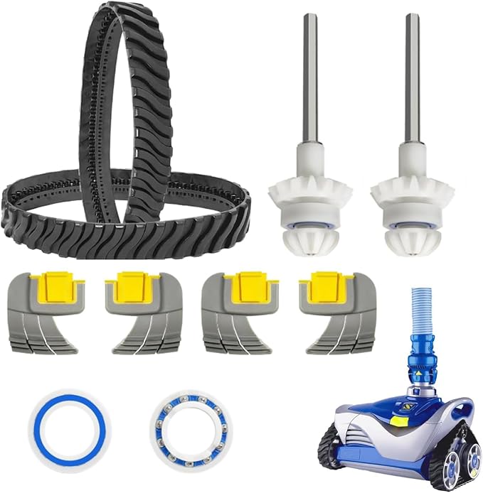 10-teiliges Mx8-poolreinigungsset Für Zodiac-poolreiniger, Bestehend Aus 2 Raupenketten, 4 Zyklonbürsten, 2 Antriebswellen Und 2 Lagern. Passende Modelle