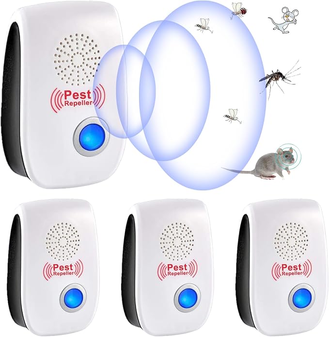 4er-pack Ultraschall-abwehrgeräte – Ultraschall-abwehr Und Schädlingsbekämpfung – Elektronisches Abwehrmittel Gegen Mäuse, Ratten, Mücken, Kakerlaken, Spinnen Und Fliegen