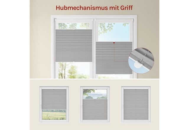 Woltu Plissee, halbtransparent, Klemmfix, Klemmfix, Jalousie Faltrollo Blickdicht
