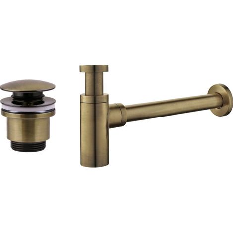 Klick-klack-siphon- Und Abflussgarnitur Aus Messing – Standard-1 1/4"-anschluss – Runder Möbelsiphon – Kitsca3 – Tecom
