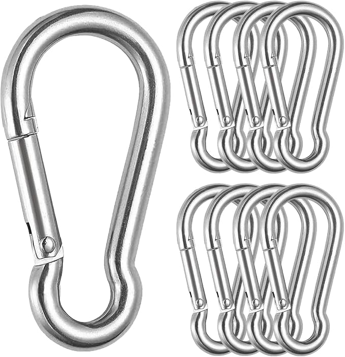 8 Stück M8 Edelstahl-karabiner, Große Karabiner Maximale Tragkraft 300 Kg, 80 X 8 Mm Hochleistungs-befestigungskarabiner Für Camping, Hängematte Oder Schaukel