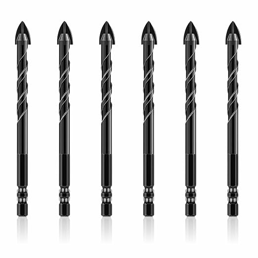 6-mm-fliesenbohrer, 6er-set Professionelle Hartmetallbohrer, Kreuzspitze Zum Bohren Von Porzellan, Ziegel, Glas, Kunststoff, Holz Und Weichmetall