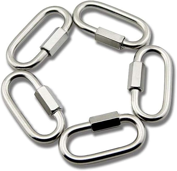 Yasorn M6 Edelstahl-schnellverschluss-karabiner, D-förmig, 5 Stück