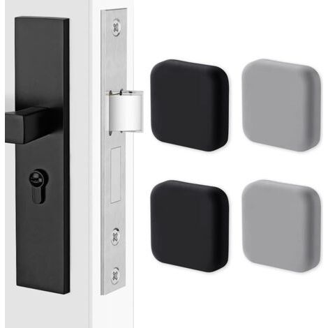 Qorva 4 Stück Silikon Türgriff Quadratische Wandschutzleisten Geräuschloser Wandschutz Für Griffe Türstopper Puffer (schwarz X2, Grau X2)