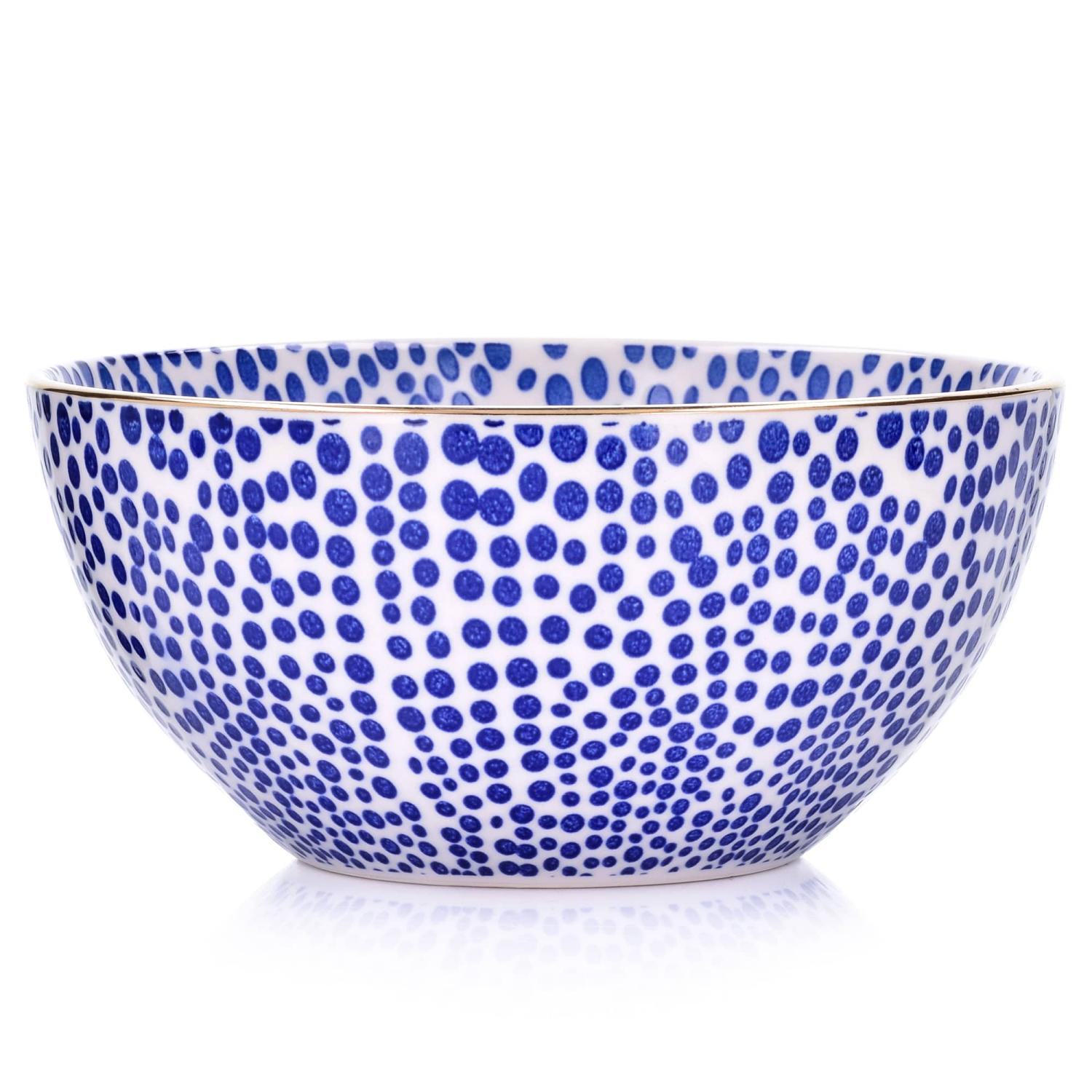 Duka Siren Polka Dot Schüssel 500 Ml Marineblau Gold Steinzeug