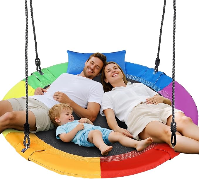 Nestschaukel Mit Kissen, 100 Cm Außenschaukel, Tragkraft 300 Kg, Kinderschaukel (120–177 Cm), Höhenverstellbares Seil Mit Abnehmbarem Kissen, Für Kinder Und Erwachsene