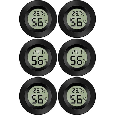 Thermo-hygrometer – Digitales Lcd-display – Misst Temperatur -50 Bis 70 °c Und Luftfeuchtigkeit 10 Bis 99 % Rf – Tragbar – Für Den Innenbereich – 6 Stück