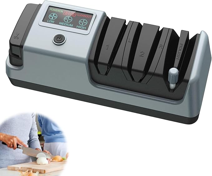 Elektrischer Diamantmesserschärfer, Professioneller Diamantmesserschärfer Mit Lcd-bildschirm, 3-stufigem Diamantschärfsystem, Präzisen Führungen, Glatter 15°-schneide