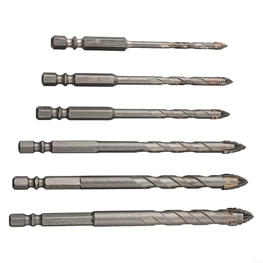 Set Mit 4 Exzentrischen Vierschneider-bohrern Aus Wolframkarbid Für Glas, Fliesen, Granit Und Beton 6/8/10/12 Mm Sechskantschaft Goldfarben