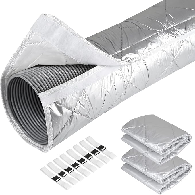 Dbreaks Schutzhülle Für Tragbare Klimaanlagenschläuche, 2-teiliges Set, 150 X 58,5 Cm, Isolierende Klimaanlagenhülle Mit 8 Verstellbaren Schnallenriemen