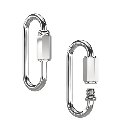 Qrity 2 Stück Schnellverbindungsglieder Aus Edelstahl, M6-karabiner Mit Verriegelung, Kettenverbinder Für Wanderzubehör, Outdoor Und Indoor