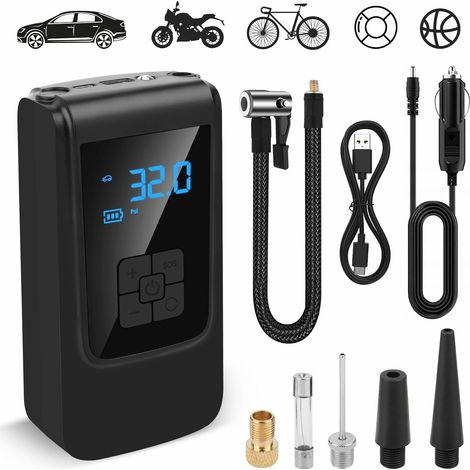 Tragbarer Luftkompressor, Reifenfüller Für Autos, Motorräder Und Fahrräder Mit Digitalanzeige Und Led-leuchte, 150 Psi Elektrische Luftpumpe Mit Ablassfunktion.