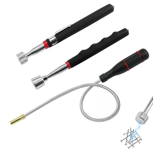 3-teiliges Flexibles Magnet-aufnahmeset, Teleskop-magnetwerkzeug-set, Teleskop-magnetstange, 1,5 Lb, 10 Lb, 20 Lb Mechanischer Magnet Zum Aufnehmen Von Kleinteilen, Schlüsseln Und Autoteilen