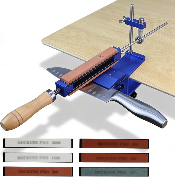 Baifulai 48,5 × 5,5 × 16,5 Cm. Messerschärfsystem: 360° Drehbarer Edelstahl Mit 6 Schleifsteinen, Fester Winkel, Messerschärfer Für Küchenmesser