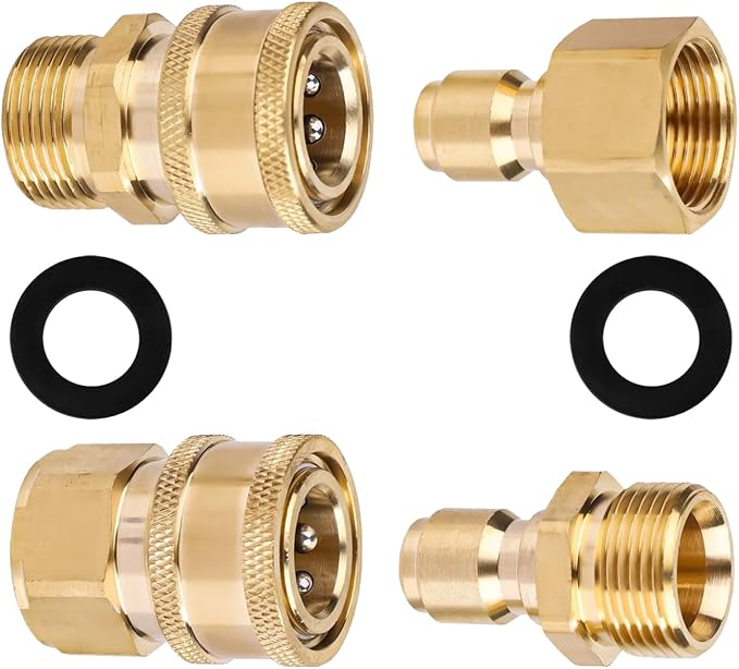 Satz Mit 4 M22-14/15 Mm Messingadaptern Für Hochdruckreiniger – Schnellkupplungsset Für Hochdruckreinigerschlauch Und Sprühdüse
