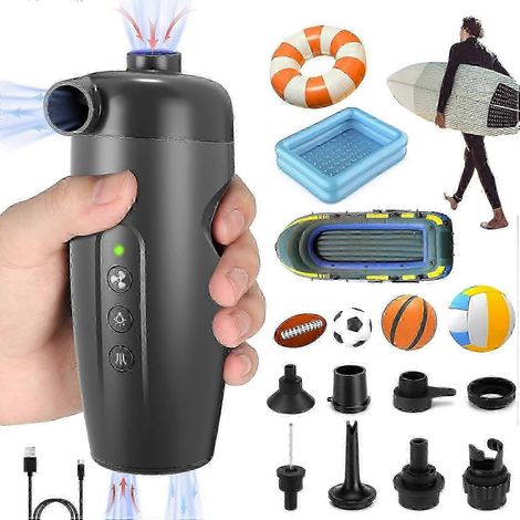 Elektrische Luftpumpe (20 Psi), Elektrischer Aufblaser Mit 7 Düsen Und Adapter, 2-in-1-schnellaufblas-/ablassgerät Für Schlauchboote/kajaks