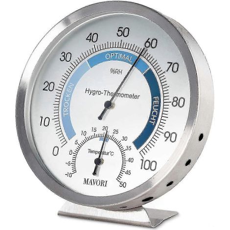 Hochwertiges Analoges Hygrometer-thermometer Aus Edelstahl Für Den Innenbereich – Für Ein Zuverlässiges Und Komfortables Raumklima.