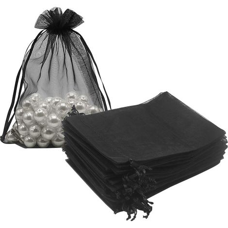 100 Stück Schwarze Organzabeutel (12,7 X 17,8 Cm), Netzbeutel Mit Kordelzug, Leere Beutel Für Süßigkeiten, Schmuck Oder Als Hochzeitsgeschenk