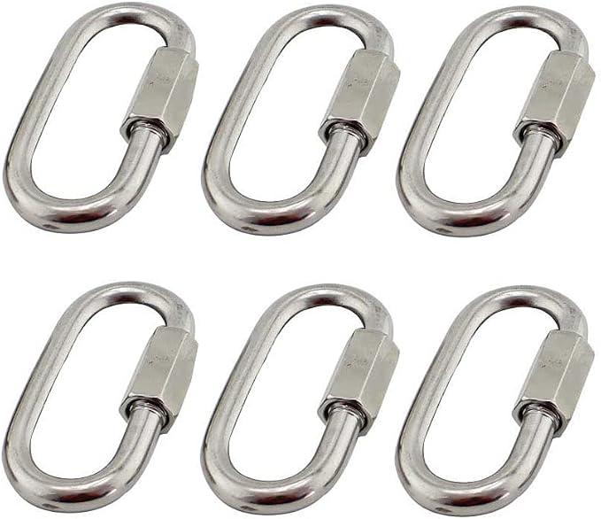 Set Mit 6 M5/0,2"-schnellgliedern Aus Edelstahl 304, Robuste, Ovale, Schraubenförmige D-förmige Karabiner Aus Edelstahl Für Den Einsatz Im Freien Und In Innenräumen, Beim Camping Und Wandern