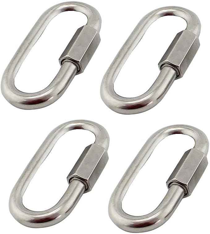 Set Mit 4 M6/0,24"-schnellgliedern Aus Edelstahl 304, Robuste, Ovale D-förmige Schraubkarabiner Aus Edelstahl Für Outdoor- Und Indoor-einsätze, Camping Und Wandern