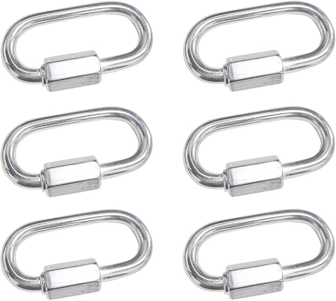 Set Mit 6 M4/0,16"-schnellgliedern Aus Edelstahl 304, Robuste, Ovale D-förmige Schraubkarabiner Aus Edelstahl Für Outdoor- Und Indoor-aktivitäten, Camping Und Wandern