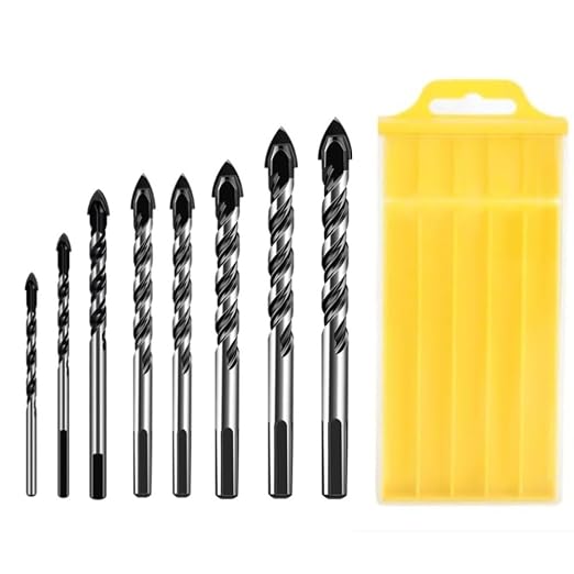 Fliesenbohrer, Glasbohrer, Betonbohrer, 8-teiliges Set 3-12 Mm Fliesenbohrer, Holzbohrer Für Holz, Beton, Kunststoff, Glas, Weichmetalle, Keramik