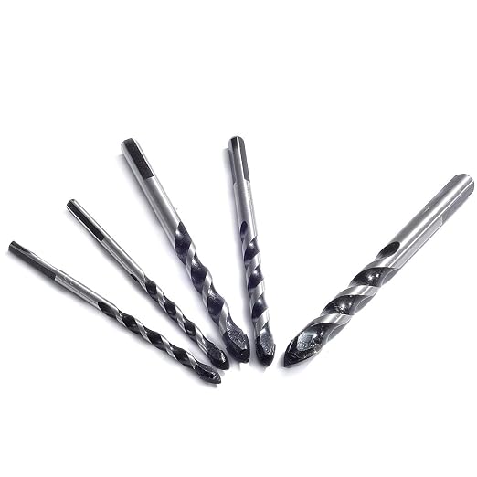 Katur Set Mit 5 Multimaterial-bohrern Für Fliesen, Beton, Ziegel, Glas, Kunststoff Und Holz 6/8/10/12 Mm (schwarz)