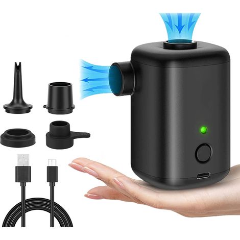 Schwarze Elektrische Luftpumpe, Wiederaufladbare Ballpumpe Mit Akku Für Aufblasbare Matratzen, Tragbar