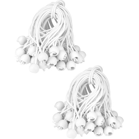 100 Gummibänder Mit Kugeln, 15 Cm, Weiße Gummibänder, Geeignet Für Campingzelte, Planen, Banner, Haushaltsgegenstände.