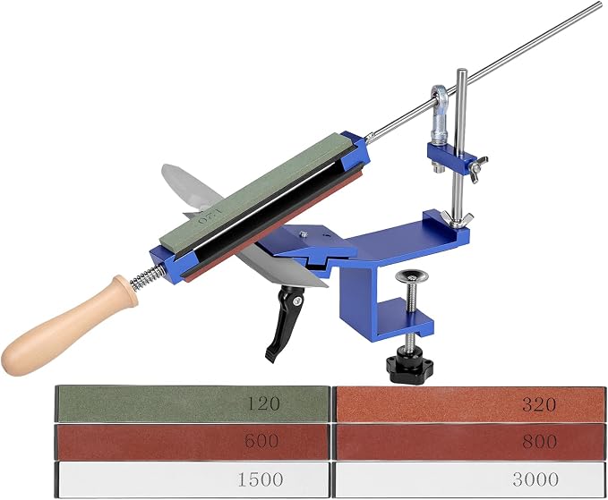 Qwork® Festwinkel Messerschärfset - Schnelles Schärfsystem Mit 6 Schärfsteinen (120-3000)