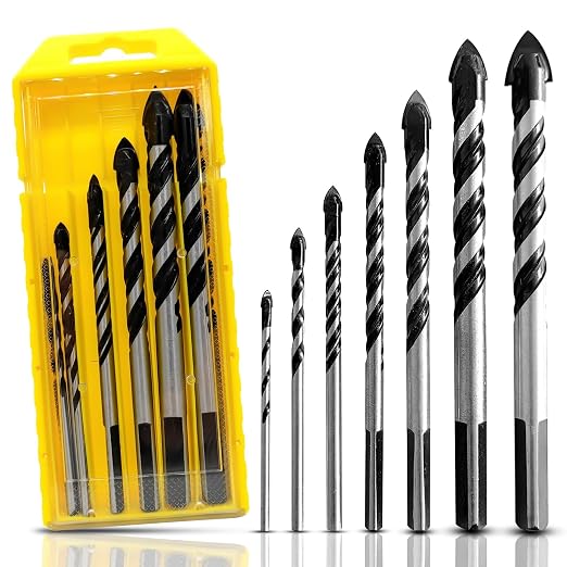 Set Mit 7 Hartmetallbohrern (3, 4, 5, 6, 8, 10 Und 12 Mm) Für Porzellan, Fliesen, Keramik, Beton, Ziegel, Glas, Kunststoff Und Holz.