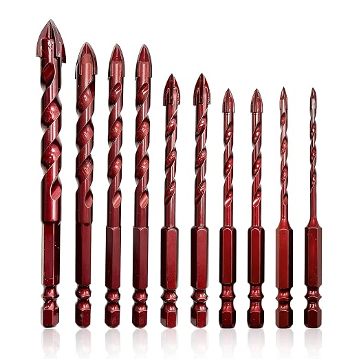 Vobor 10-teiliges Fliesenbohrer-set 3–12 Mm, Glasbohrer Mit Sechskantschaft, Für Keramikfliesen, Beton, Ziegelwände, Glas, Mauerwerk, Kunststoff Und Holz