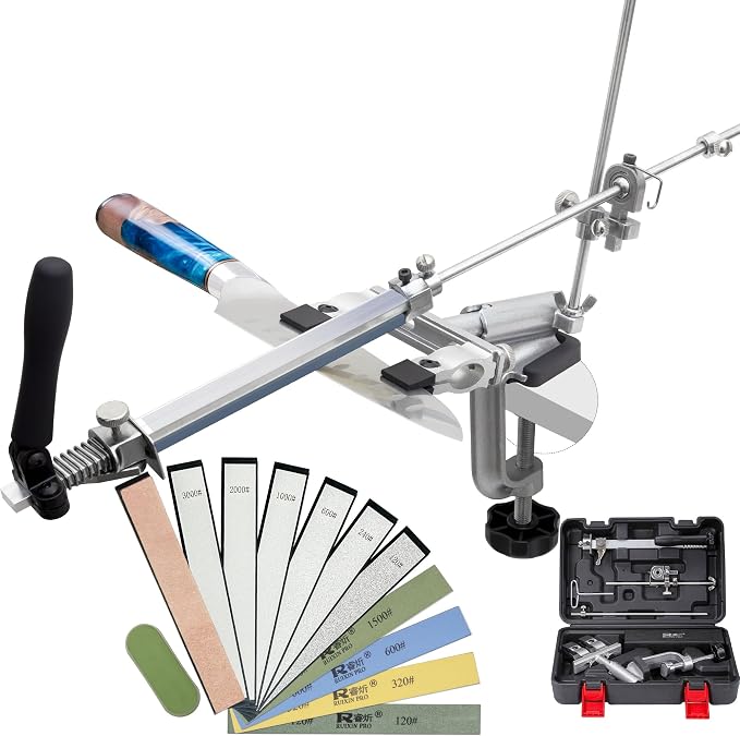 Cwovrs Messerschärfer, Rx-009 360° Drehbarer Messerschärfer Mit Festem Winkel, Verbesserter Präzisionsschieber Und -befestigung, Küchenmesserschärfsystem-set, 10 Schleifsteine