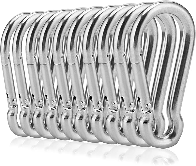 10 Stück M8 Edelstahl-karabiner, Kettenfederclip, Befestigungskarabiner Für Camping, Wandern, Angeln, Tragkraft 226,8 Kg