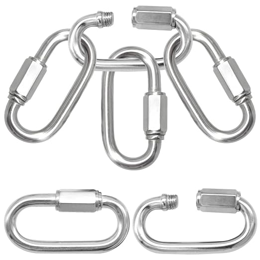 Set Mit 6 M6-schnellgliedern Aus Edelstahl 304 - Kettenverschluss - Hochleistungs-karabiner - Für Gartenschaukeln - Maximale Tragfähigkeit Von 280 Kg (u/m6/0-sk)