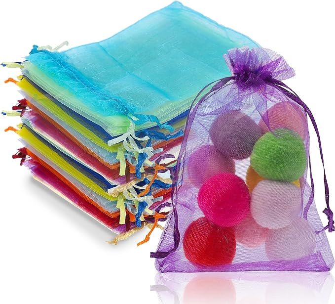 Yorgewd Packung Mit 100 Organzabeuteln, 10 X 15 Cm, Geschenktüten Für Hochzeiten, Babypartys, Weihnachten, Geburtstagsfeiern (mehrfarbig)