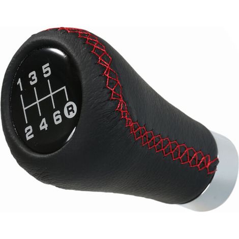 Yctze Schaltknauf, Auto-schaltknopf, Kfz-schaltknäufe, 5-gang-universal-handbuch-installation, Einfache Rote Schwarze Leder-metall-optik Mit Elegantem Design Für Den Innenraum Des Fahrzeugs (2)