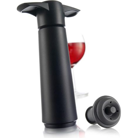 Schwarzer/roter Wein-vakuumverschluss Mit Pumpe (ein Pumpkopf, Zwei Verschlüsse) – Set Mit Weinflaschenverschluss