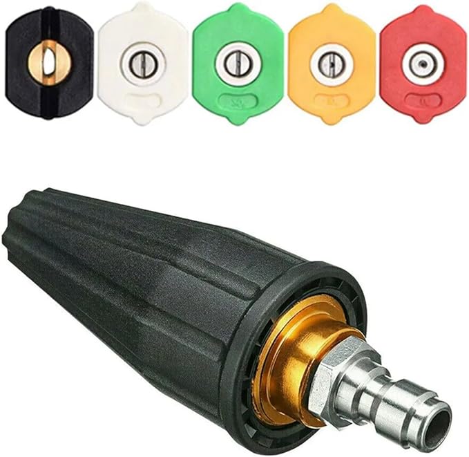 Satz Drehbarer Düsen Für Hochdruckreiniger, Einstellbarer Sprühwinkel Von 0 Bis 60 Grad Mit 5 Messingdüsen, 6,3-mm-schnellanschluss, Kompatibel Mit Den Meisten